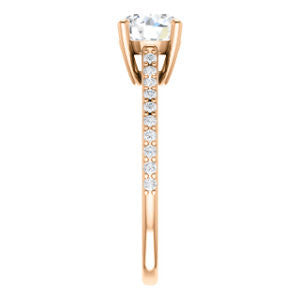 Cubic Zirconia Engagement Ring- The Tanisha (Customizable Cathedral-set Round Cut Design with Thin Pavé Band)