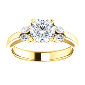 Cubic Zirconia Engagement Ring- The Melitza (Customizable Round Cut 5-stone with Marquise Accents)