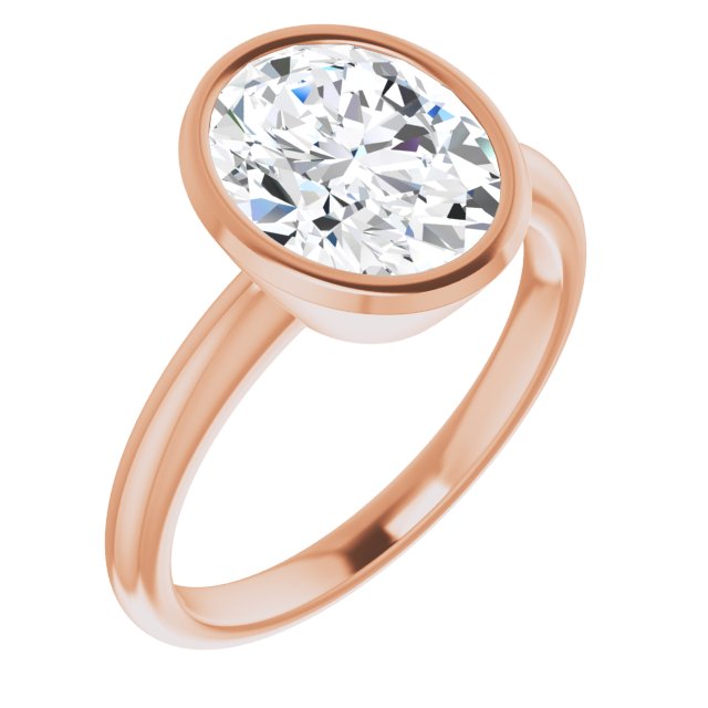 10K Rose Gold Customizable Bezel-set Oval Cut Solitaire with Thin Band