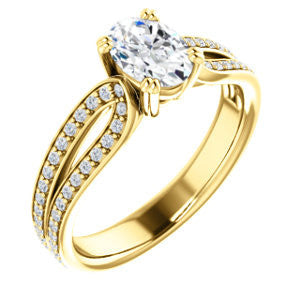 Cubic Zirconia Engagement Ring- The Monet (Customizable Oval Cut Design with Wide Split-Pavé Band)