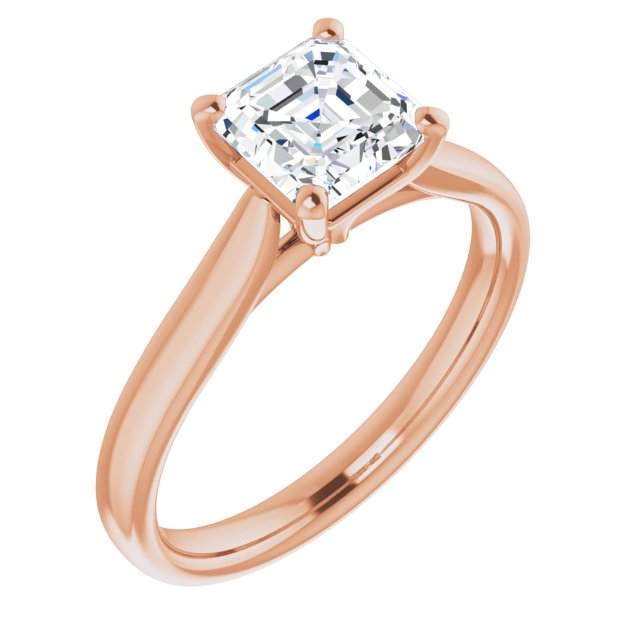 10K Rose Gold Customizable Cathedral-Prong Asscher Cut Solitaire