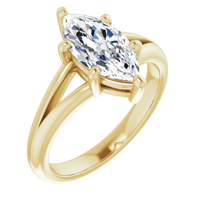Cubic Zirconia Engagement Ring- The Ning (Customizable Marquise Cut Solitaire with Tapered Split Band)