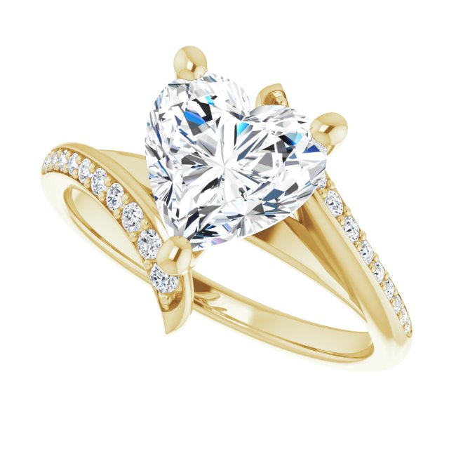 Cubic Zirconia Engagement Ring- The Cassy Anya (Customizable Heart Cut Style with Artisan Bypass and Shared Prong Band)