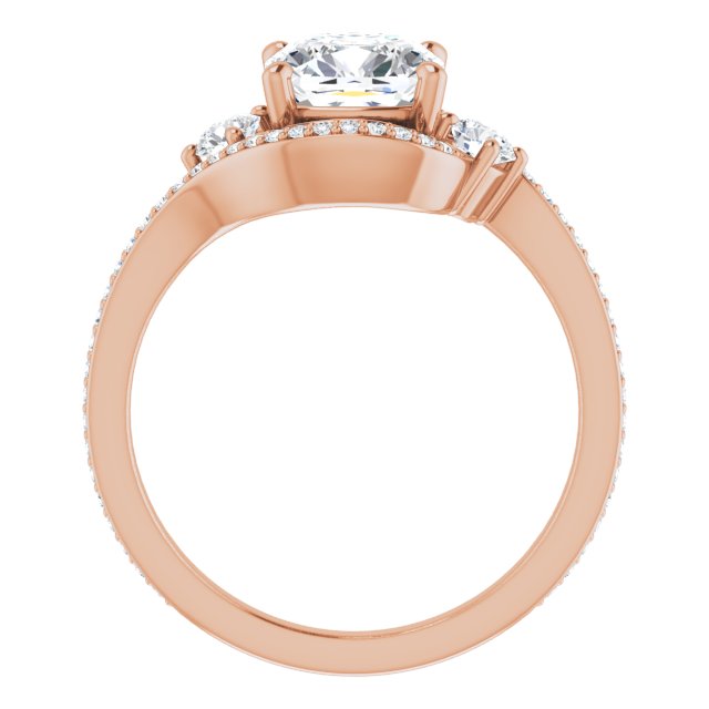 Cubic Zirconia Engagement Ring- The Paris Rae (Customizable Cushion Cut Bypass Design with Semi-Halo and Accented Band)