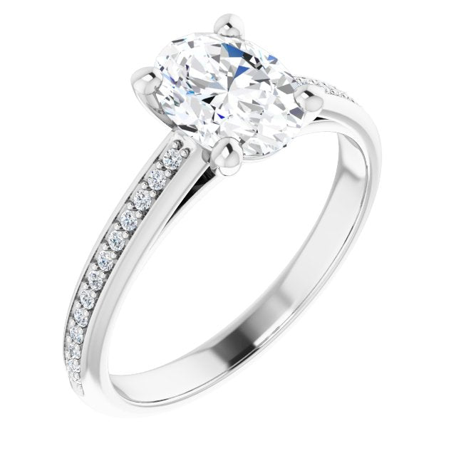 Cubic Zirconia Engagement Ring- The Ahimsa (Customizable Cathedral-set Oval Cut Style with Shared Prong Band)