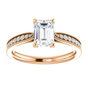 CZ Wedding Set, featuring The Brooklynn engagement ring (Customizable Radiant Cut with Cathedral Setting and Milgrained Pavé Band)
