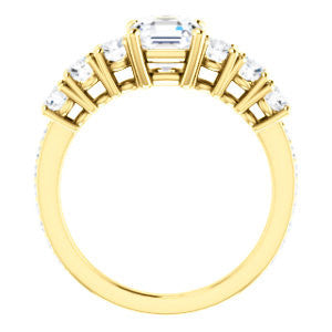 Cubic Zirconia Engagement Ring- The Lorelei (Customizable Enhanced 7-stone Asscher Cut Style with Pavé Band)