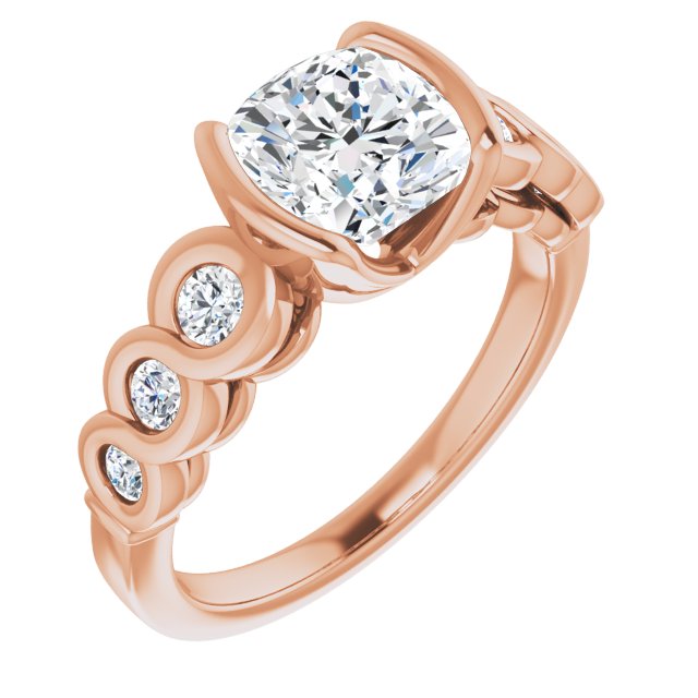Cubic Zirconia Engagement Ring- The Destiny (Customizable 7-stone Cushion Cut Design with Interlocking Infinity Band)