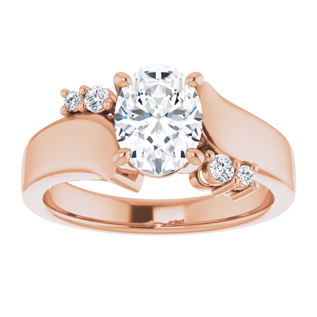 Cubic Zirconia Engagement Ring- The Inez (Customizable 5-stone Oval Cut Style featuring Artisan Bypass)