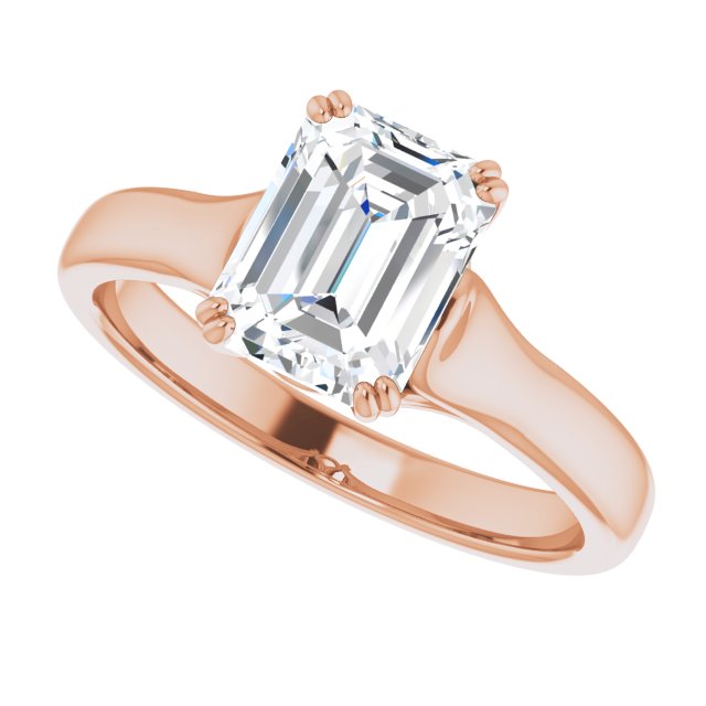 Cubic Zirconia Engagement Ring- The Alissa (Customizable Emerald Cut Solitaire with Under-trellis Design)