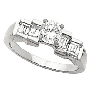 Cubic Zirconia Engagement Ring- The Betsy (Customizable 5-stone with Stairstep Baguettes)