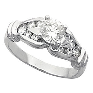 Cubic Zirconia Engagement Ring- The Sonja (Customizable Vintage 11-stone Channel Design with Ribbed Metal Band)