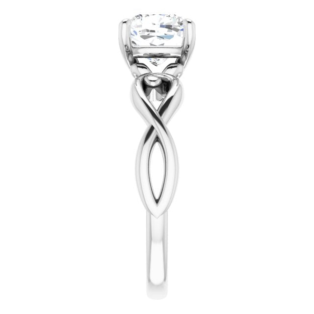 Cubic Zirconia Engagement Ring- The Eleonora (Customizable Cushion Cut Solitaire Design with Tapered Infinity-symbol Split-band)