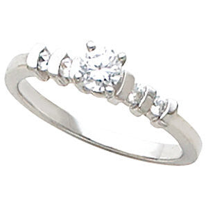 Cubic Zirconia Engagement Ring- The Isabel (Customizable Petite Band 5-stone with Round Channel)