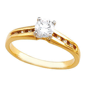 Cubic Zirconia Engagement Ring- The Tiffani (Customizable 7-stone Cathedral Setting with Channel Accents)