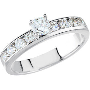 Cubic Zirconia Engagement Ring- The Norah (0.65 Carat TCW 9-stone Round Channel)