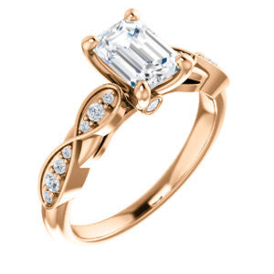 Cubic Zirconia Engagement Ring- The Meryl (Customizable Emerald Cut Design featuring Pavé-Infinity Band and Peekaboo Accents)