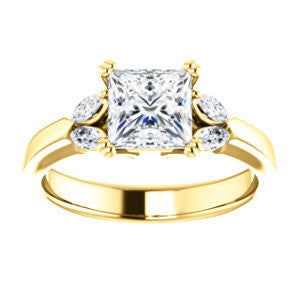 Cubic Zirconia Engagement Ring- The Melitza (Customizable Princess Cut 5-stone with Marquise Accents)