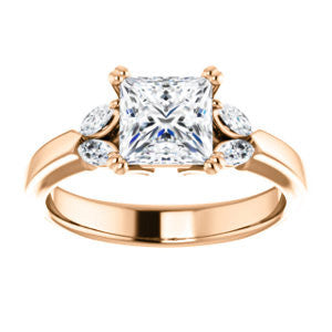 Cubic Zirconia Engagement Ring- The Melitza (Customizable Princess Cut 5-stone with Marquise Accents)