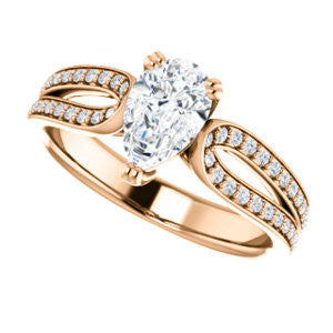 Cubic Zirconia Engagement Ring- The Monet (Customizable Pear Cut Design with Wide Split-Pavé Band)