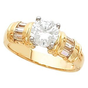 Cubic Zirconia Engagement Ring- 1.92 TCW 7-Stone Customizable Center and Baguette Accents