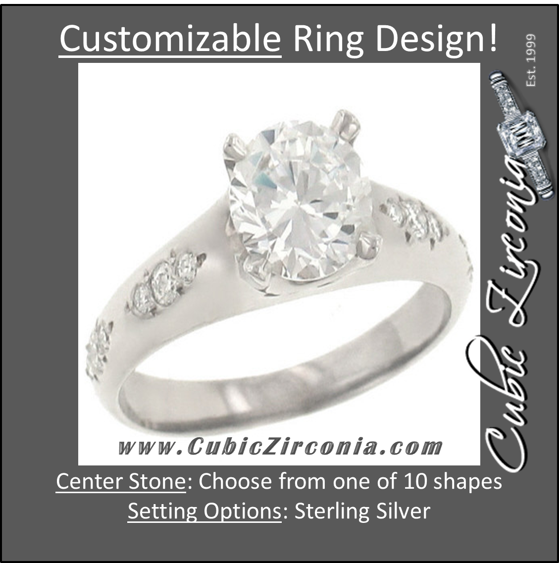 Cubic Zirconia Engagement Ring- The Juliet (2 TCW 12 Stone Pave Setting)