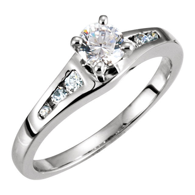 Cubic Zirconia Engagement Ring- The Lena (Customizable 7-stone with Round Channel)