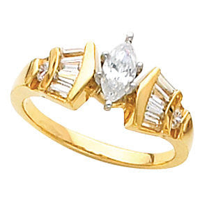 Cubic Zirconia Engagement Ring- The Josephine (11-stone Crown-inspired Baguette Channel with Wide Band)