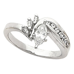 Cubic Zirconia Engagement Ring- The Louise (Customizable Twisted Bypass with Channel Accents)