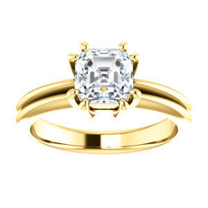 Cubic Zirconia Engagement Ring- The Reese (Customizable Asscher Cut Solitaire with Grooved Band)