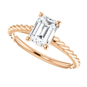 Cubic Zirconia Engagement Ring- The Lolita (Customizable Radiant Cut Style with Braided Metal Band and Round Bezel Peekaboo Accents)