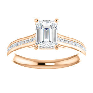 Cubic Zirconia Engagement Ring- The Rosario (Customizable Emerald Cut Cathedral Setting with 3/4 Pavé Band)