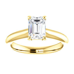 Cubic Zirconia Engagement Ring- The Ursula (Customizable Emerald Cut High-Set Solitaire)