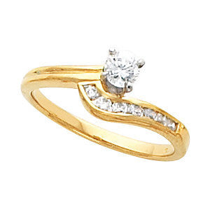 Cubic Zirconia Engagement Ring- The Shelley (Customizable Center with Petite Channel Accents)