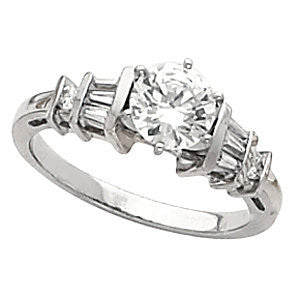 Cubic Zirconia Engagement Ring- The Lorraine (Customizable 9-stone with Round & Baguette Channel Accents)