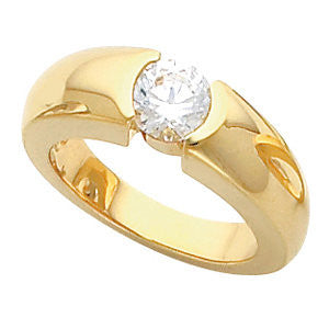 Cubic Zirconia Engagement Ring- The Kayla (0.25-1.0 CT Round Bezel-Set Solitaire)