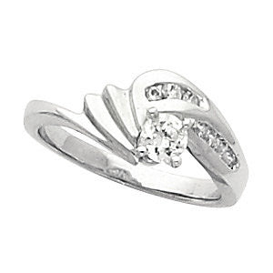 Cubic Zirconia Engagement Ring- The Lesley (Customizable with Hand-engraved Round Channel Band)