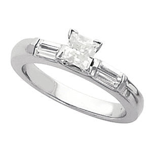 Cubic Zirconia Engagement Ring- The Liza (Customizable 5-stone with Straight Baguettes)