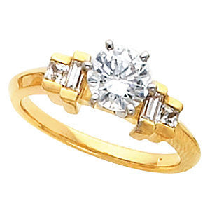 Cubic Zirconia Engagement Ring- The Shelby (Customizable 5-stone with Princess and Baguette Channel Accents)