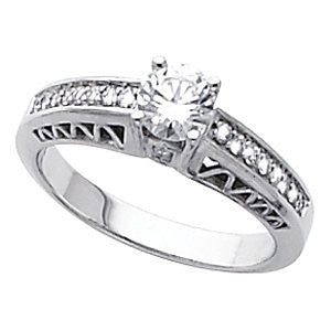 Cubic Zirconia Engagement Ring- The Chrysta (0.59 Carat TCW Round Cut Cathedral Design)