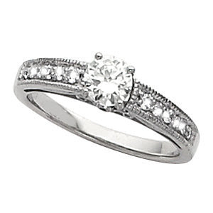 Cubic Zirconia Engagement Ring- The Lindy (0.67 Carat TCW Round-Cut 15-stone)
