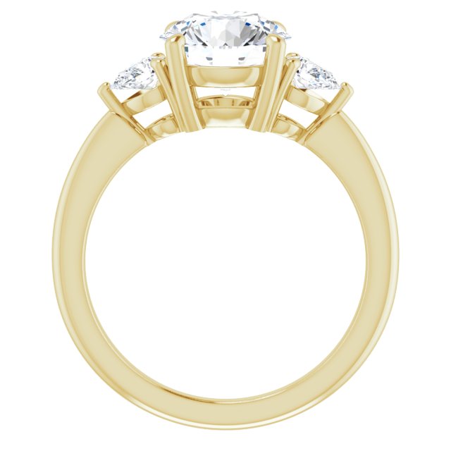 Cubic Zirconia Engagement Ring- The Zhata (Customizable 3-stone Round Style with Pear Accents)