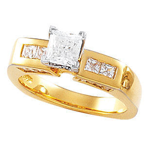 Cubic Zirconia Engagement Ring- The Lizzie (Customizable 21 stone with Princess Top Accents and Side Channel Baguettes)