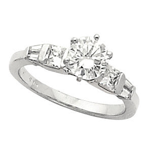 Cubic Zirconia Engagement Ring- The Teri (Customizable 7-stone with Petite Band and Tapered Baguette Accents)