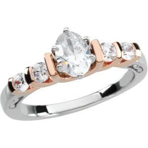 Cubic Zirconia Engagement Ring- The Xia (Customizable 5-stone with Two-tone Option)
