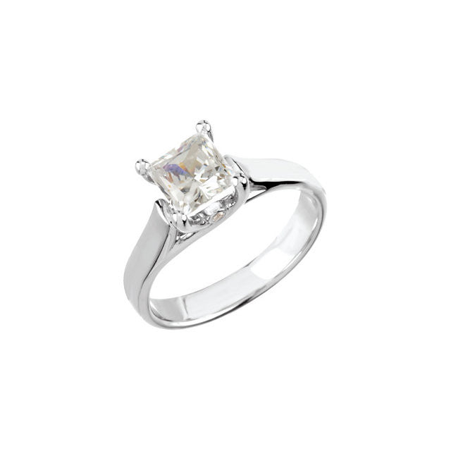Cubic Zirconia Engagement Ring- The Tatiana (Solitaire with X Cross Band and Side Accent)