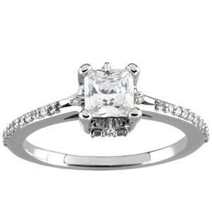 Cubic Zirconia Engagement Ring- The Pink (Princess Cut with Petite Pavé Band and Prong Accents)