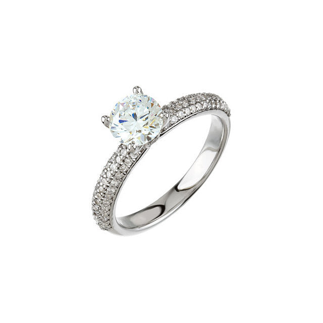 Cubic Zirconia Engagement Ring- The Brianna (Pavé Band with Peekaboo Side Stone)