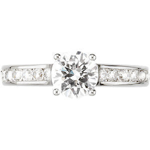 Cubic Zirconia Engagement Ring- The Erian (Customizable Carat Size Round Cut with Accented Band & Peekaboos)