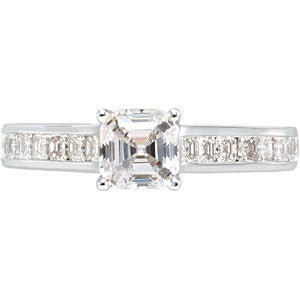 Cubic Zirconia Engagement Ring- The Tiffany (0.75 Carat Asscher with Channel)